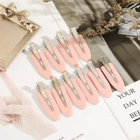 12Pcs Elegant Shiny With Pearls , Imitation Diamonds, Plastic Rhinestone Leaf Hair Clips Solid Romantic Party Hair Decorations