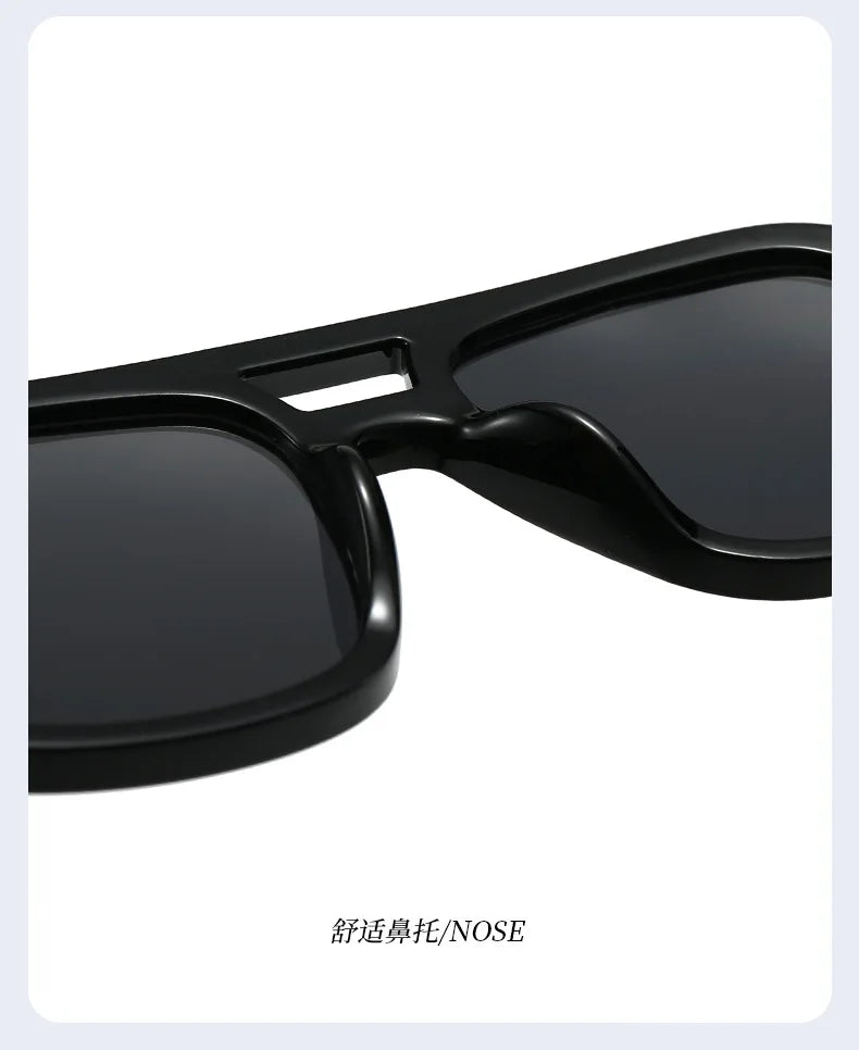 Fashion Double Bridges Square Sunglasses Women Candy Color Retro Wide Legs Men Sun Glasses Shades UV400
