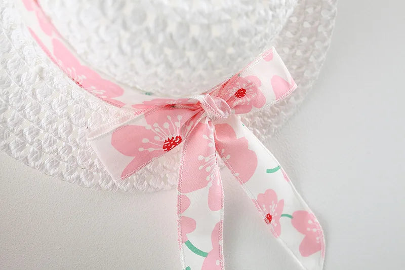 Summer Newborn Baby Clothes Toddler Girl Clothes Cotton Beach Suspender Dress+Sun Hat Princess Dresses