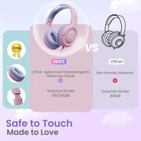 Acer HK03 Kids Wired Headphones for School 85/94dB Volume Limiter 3.5mm Jack Foldable Stereo Sound Headset for Girls Boy Gifts