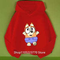 Kids Bluey Hooded Sweatshirt Fall Winter Warm Soft Pullover Comfortable Playwear for Boys Girls