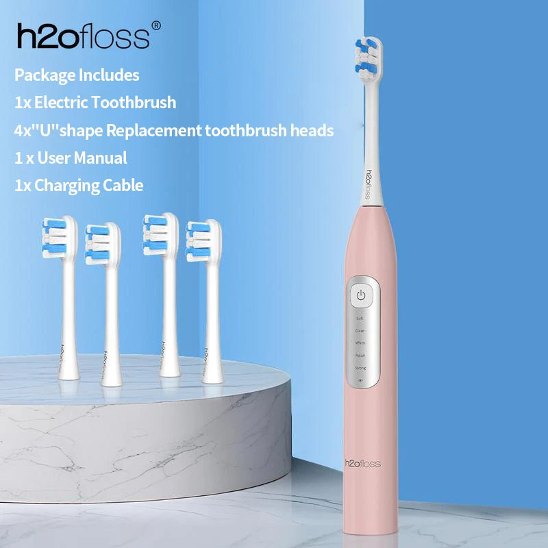 H2ofloss Sonic Electric Toothbrush For Adults 2000mAh Large Battery Ultrasonic Rechargeable 5 Modes IPX7 Waterproof Oral Clean