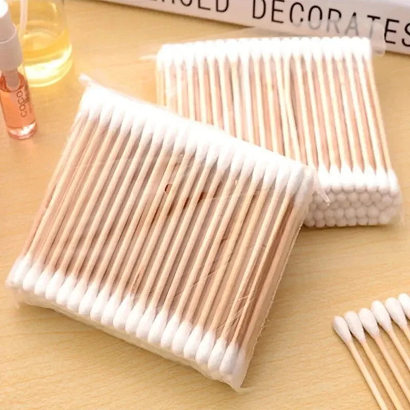 200/500 Double Round Headed Cotton Swabs Headed Cotton Swabs Bamboo Sticks  Nose Ears Personal Care