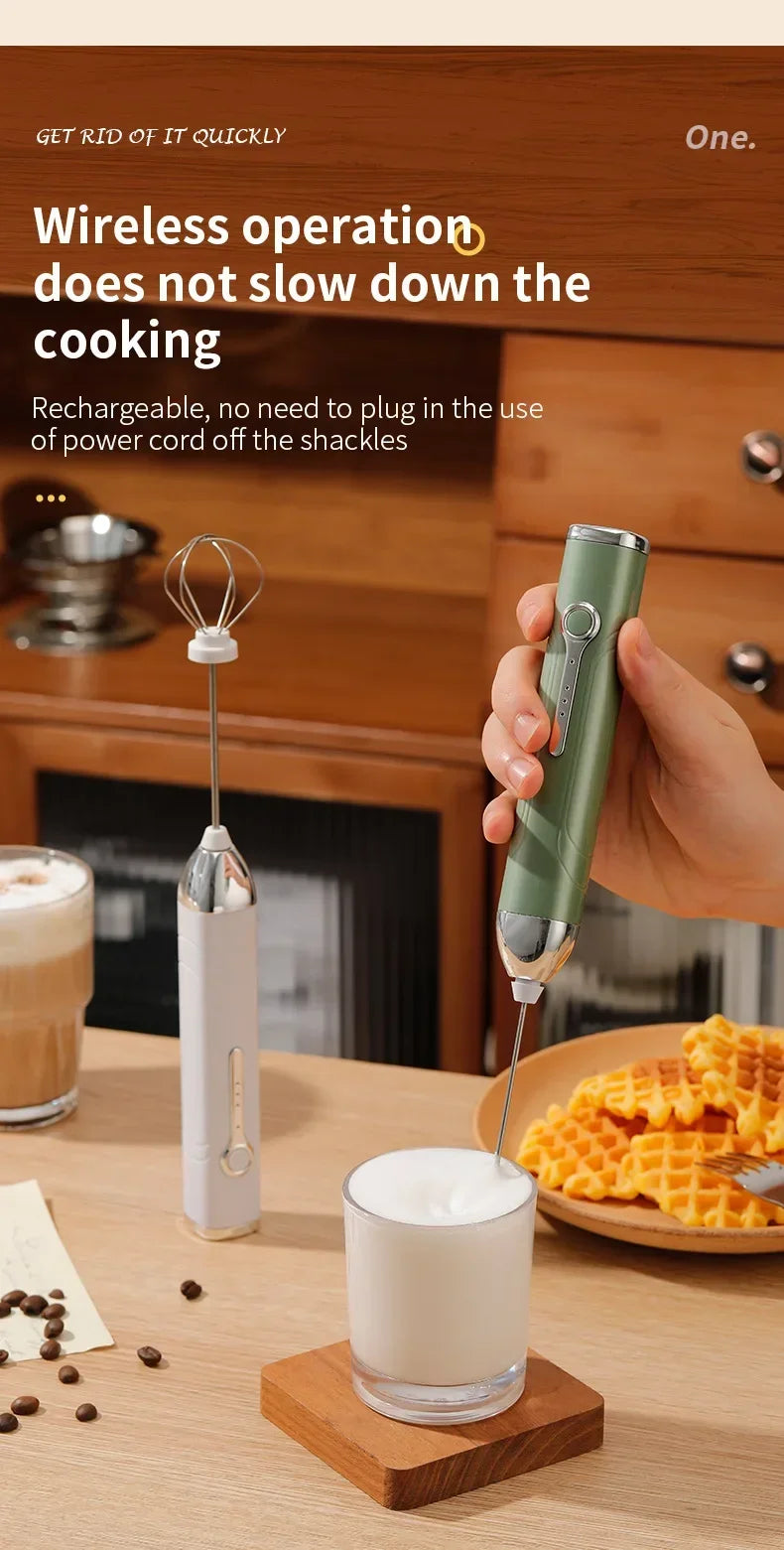 TINSOL 2025 New Wireless Mini Handheld Milk Frother Type-C Rechargeable Coffee Frother Portable Kitchen Cooking Tool Foam Mixer