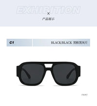 Fashion Double Bridges Square Sunglasses Women Candy Color Retro Wide Legs Men Sun Glasses Shades UV400