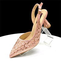 2026 New Elegant Green Pointed-Toe High Heels & Matching Bag Set with Diamond Design for Women's Party Wear - Italian Trend