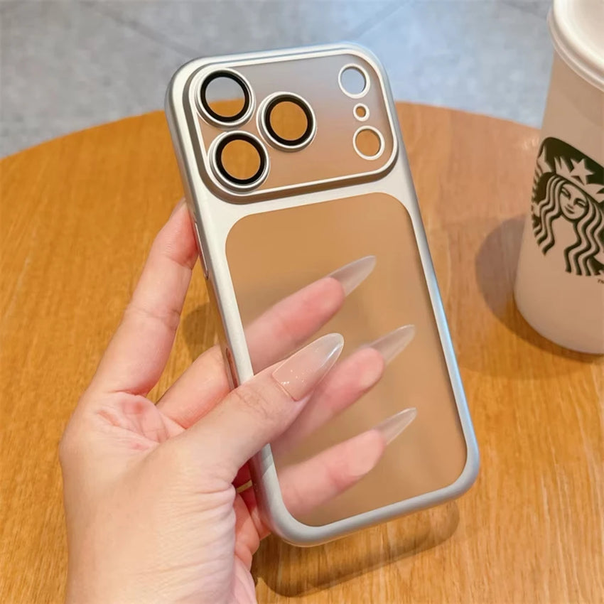 Luxury Transparent Matte Phone Case For iPhone 17Pro Air 17 16 15 14 13 12 11 Pro Max Lens Protection Metallic Color Frame Cover