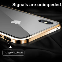 Magnetic Tempered Glass Privacy Metal Case For iphone 17 16 15 14 13 12 XR 11 ProMAX 16 E 360 Magnet Antispy Protective Cover