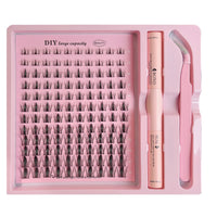 DIY Clusters Lash Kit Full Set 8-16mm Mix Bond&Seal Tweezers Lash for Self Application Makeup Individual Eyelash Extensions