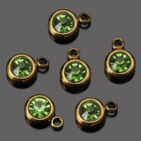 20pcs 6mm Stainless Steel Rhinestone Beads Gold Color Crystal Charms Pendants for Necklace Bracelet Jewelry Making Charm 2030