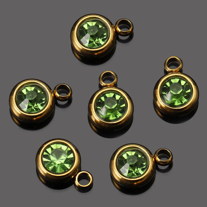 20pcs 6mm Stainless Steel Rhinestone Beads Gold Color Crystal Charms Pendants for Necklace Bracelet Jewelry Making Charm 2030