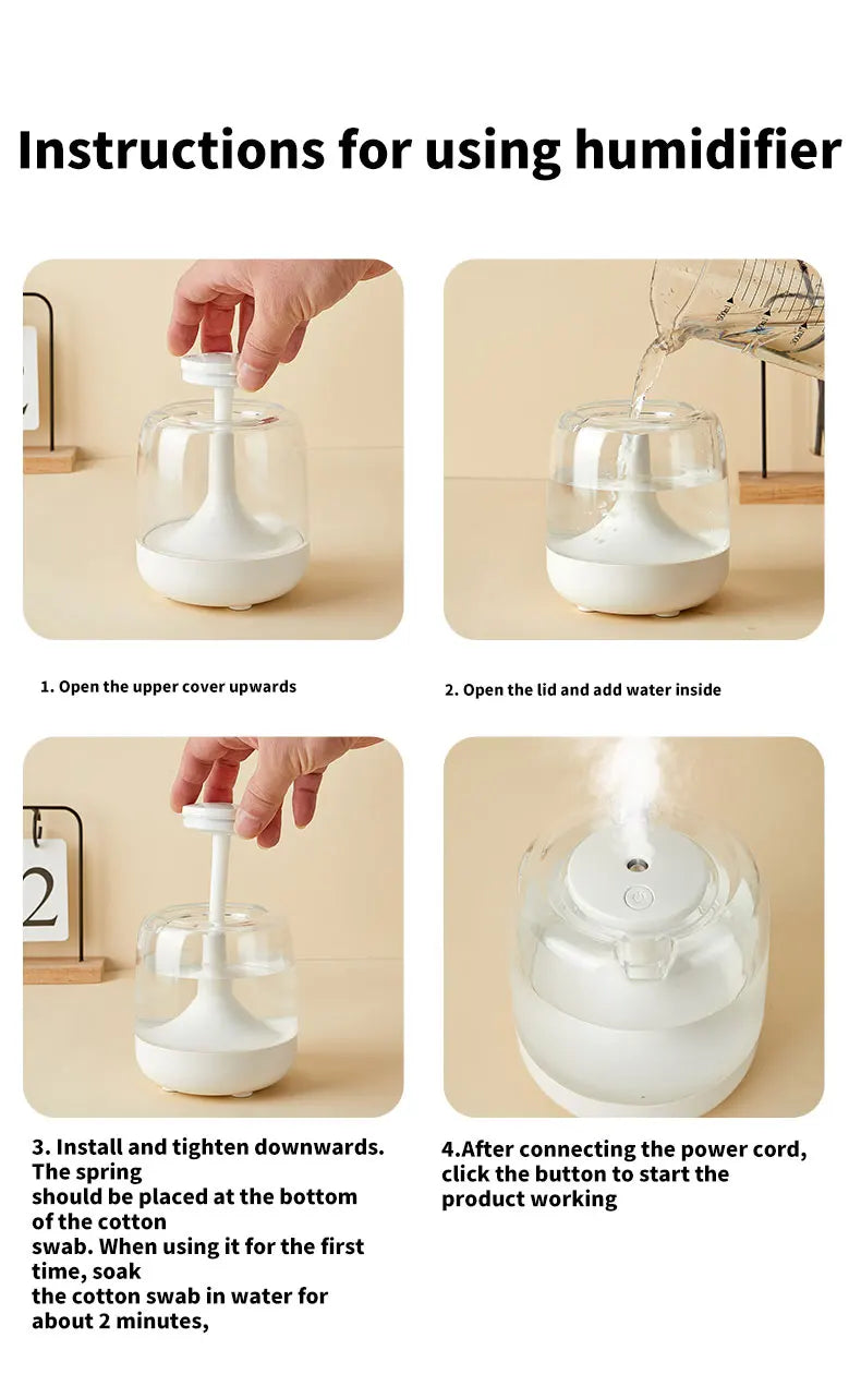 Mini humidifier colorful lamp small household spray aromatherapy machine, usb air humidifier for bedroom