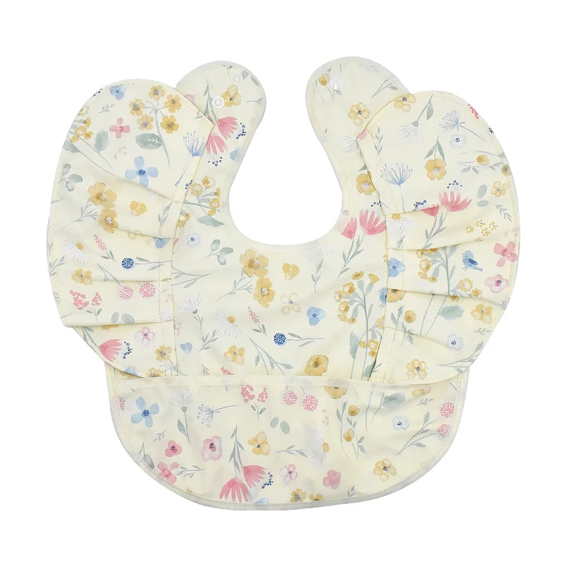 INS Nordic Style Baby Bibs Waterproof Short Sleeve with Pocket Feeding Waterproof Bib Easy Clean Cute Elephant Bibs Soft PU