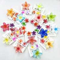 3Pcs/Set Sweet Flower Colroful Gradient Hair Claws Ponytail Cip Clamp Barrettes Hairpins For Women Girl Beach Hair Accessories
