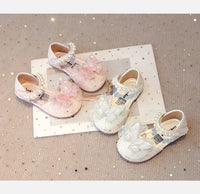 Chic Girls Dress Shoes for Wedding Party Bling Sequins with Rhinestone Butterfly Sweet Princess Chic Kids Flat Shoes Lace Beaded