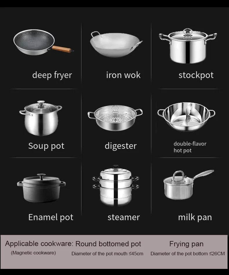 5000W Household Concave Induction Cooker High Power Intense Fire Non-Radiative Multifunction Stir Frying Electric Stove