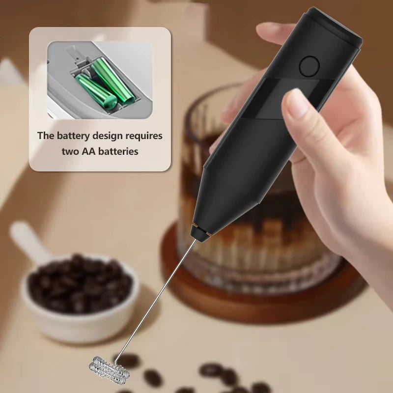Electric milk frother, milk frother battery, AA size electric coffee mixer, egg beater, cream mixer, cooking tool mixer