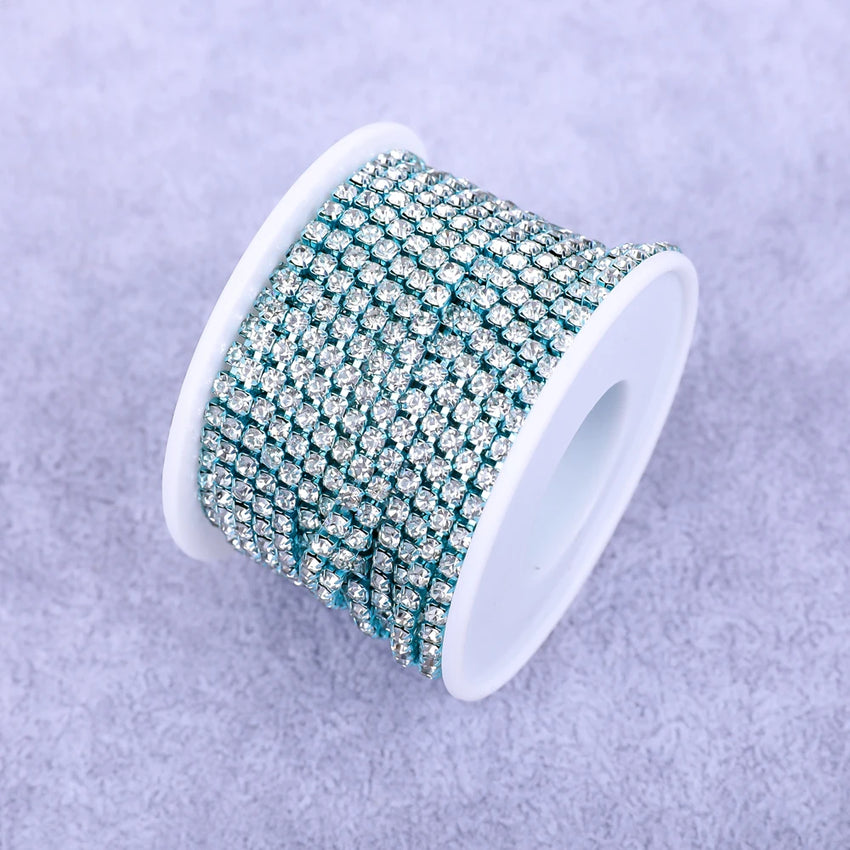 Crystal 10 Yard Rhinestones Trim Stone Cup Chain Gold Diamond Strass Decorative Applique Crystal Trimmings For Dresses
