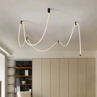 Modern LED Line Light Designer DIY Chandelier for Loft Villa Duplex Living Room Exhibition Hall Creative Art Home Lighting