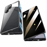Anti Peeping Metal Phone Case For Samsung Galaxy S25 S24 S23 S22 Ultra Plus 360 Degree Privacy Protection Magnetic Phone Cover