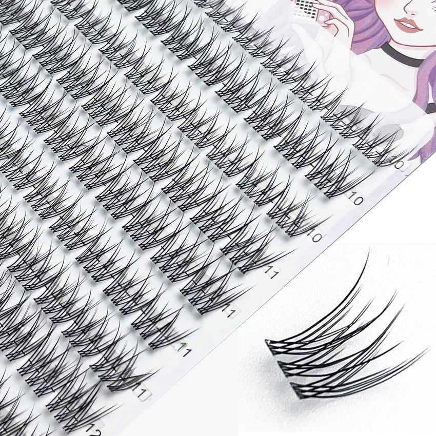 1/box 120 bundles Mink False Eyelash Natural Fishtail Lash 3D Russian Individual Eyelash Extension Cluster Makeup Tool Wholesale