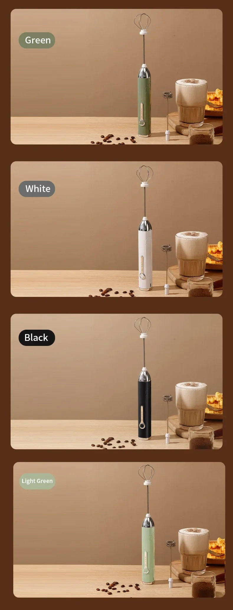 TINSOL 2025 New Wireless Mini Handheld Milk Frother Type-C Rechargeable Coffee Frother Portable Kitchen Cooking Tool Foam Mixer