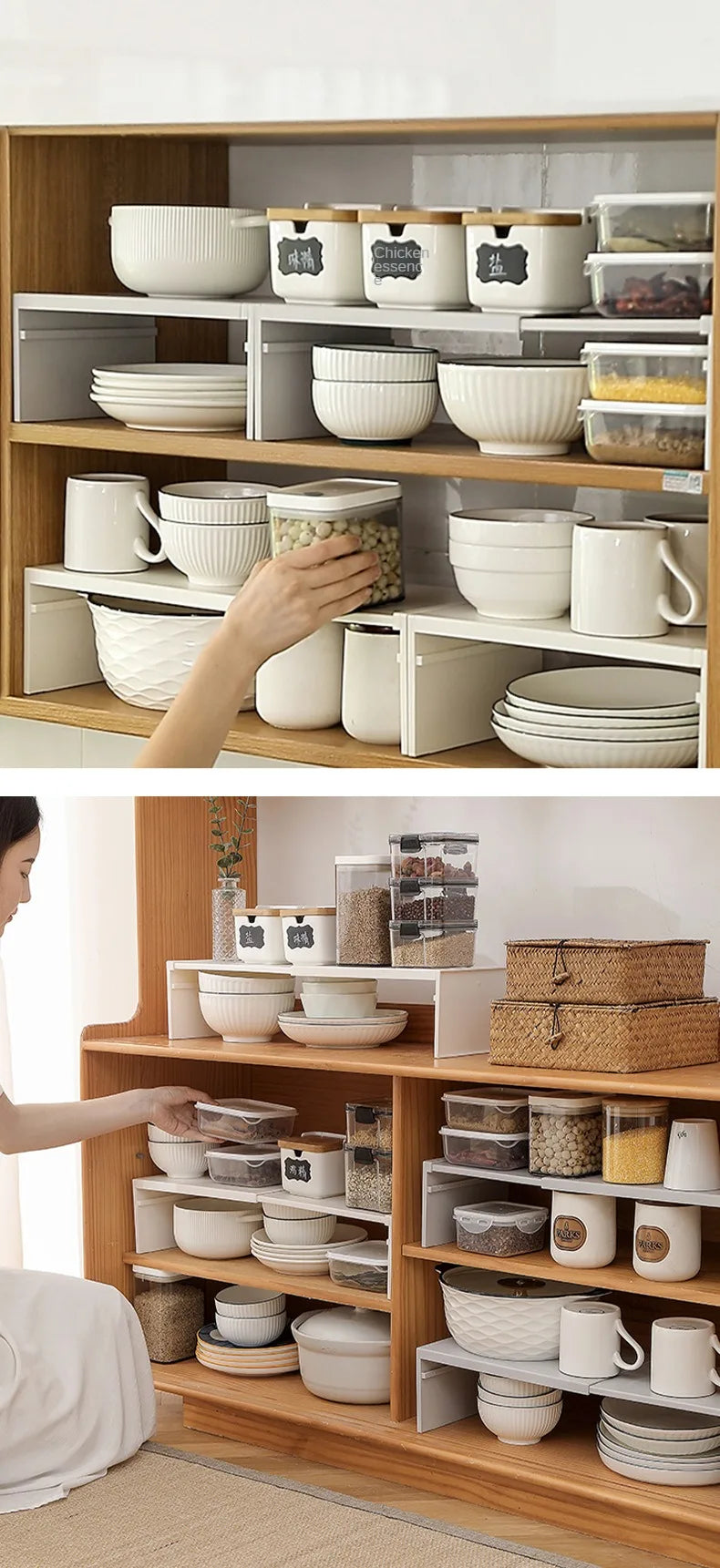 Kitchen Cupboard Organizer Retractable Cabinet Shelf Seasoning Bottle Spice Rack Dish Shelf Kitchen Accessories Storage 2030