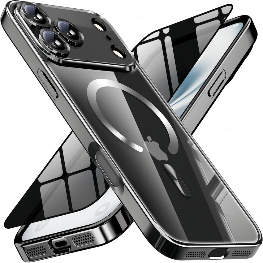 Luxury Electroplated Cover Bumper With Magnetic  Case For iPhone 17 Pro Max、17，With Privacy Screen Protector Full Camera Cover
