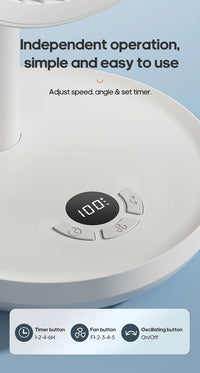 New Portable Smart Oscillating Desk Fan 4000mAh 5 Gear Speed Silent Desktop Rechargeable Fan Angle Adjustable for Home Office