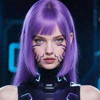 Kpop Temporary Tattoos, Purple Lightning Bold Makeup for Cosplay Role Play, Waterproof Face Art Stickers 1pcs Random