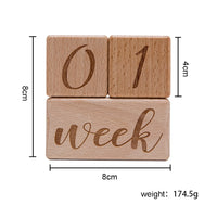 3pc/set Raw Wood Baby Month Milestone Card Beech Block Square Engraved Newborn Month Birthday Milestones Block Photography Props