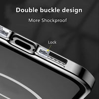 360 ° Full Protection Metal Magnetic Double-Sided Glass Snap Lock Privacy Case For iPhone 17 16 15 14 Plus 13 12 11 Pro Max 16E