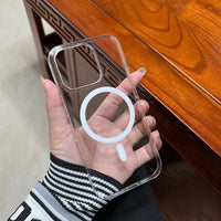 Fashion Anti-Yellow Crystal Clear Phone Case For iPhone 16 15 14 13 12 Pro Max Case for Magsafe Wireless Charging Acrylic Cover