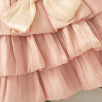 0-2 Years Baby Girl Dress Summer Pink Sweet Bow Suspender Cake Dress for Elegant Girl Party Wedding Dress