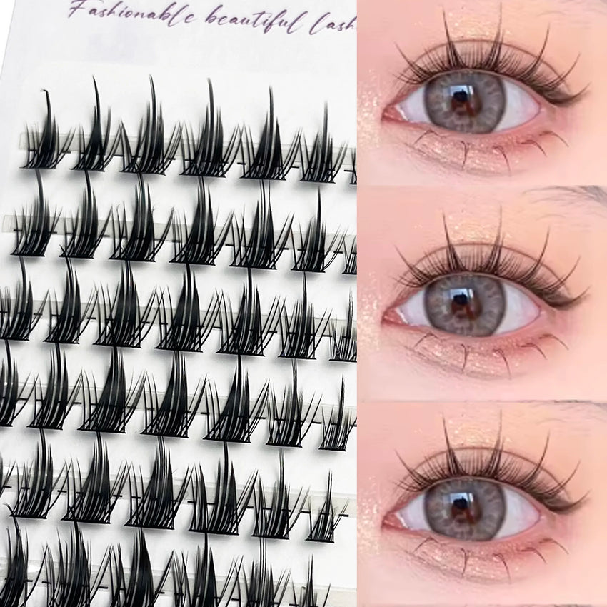 1/box 120 bundles Mink False Eyelash Natural Fishtail Lash 3D Russian Individual Eyelash Extension Cluster Makeup Tool Wholesale