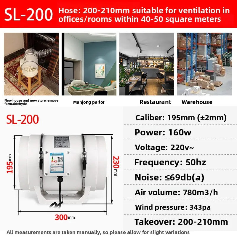 Exhaust Fan Home Mute Inline Duct Fan Bathroom Exhaust Fan Ventilation Equipment Kitchen Bathroom Wall Mounted Air Purifying Ve