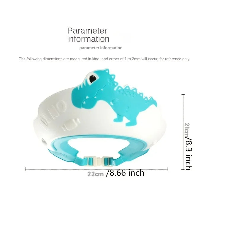 Baby Soft Rubber Waterproof Shampoo Cap Children Shampoo Artifact Baby Shampoo Cap Adjustable Ear Protectors Dinosaur Pattern