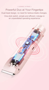 Electric Rerchargeable Lady Razor Double-Headed Waterproof Bikini Trimmer Shaver 2-In-1 Body And Facial Hair Removal Trimmer
