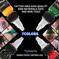 15ml 7colors Tattoo Ink Pigment with box Body Art Tattoo Kits Professional Beauty Paints Makeup Tattoo Supplies Semi-permanent