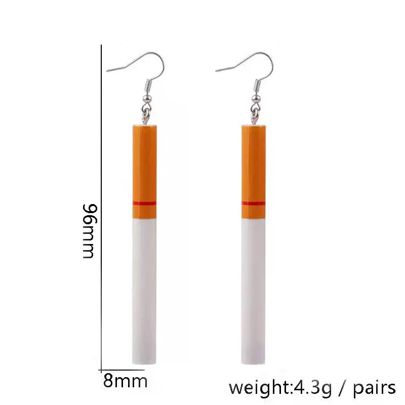 Personalized Simulation Cigarette Earrings Fashion Creative Funny Cigarette Butt Earring for Women Men Punk Street Jewelry Gifts
