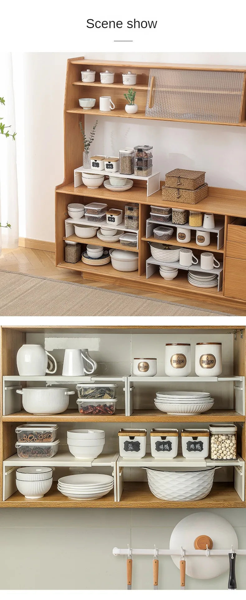 Kitchen Cupboard Organizer Retractable Cabinet Shelf Seasoning Bottle Spice Rack Dish Shelf Kitchen Accessories Storage 2030