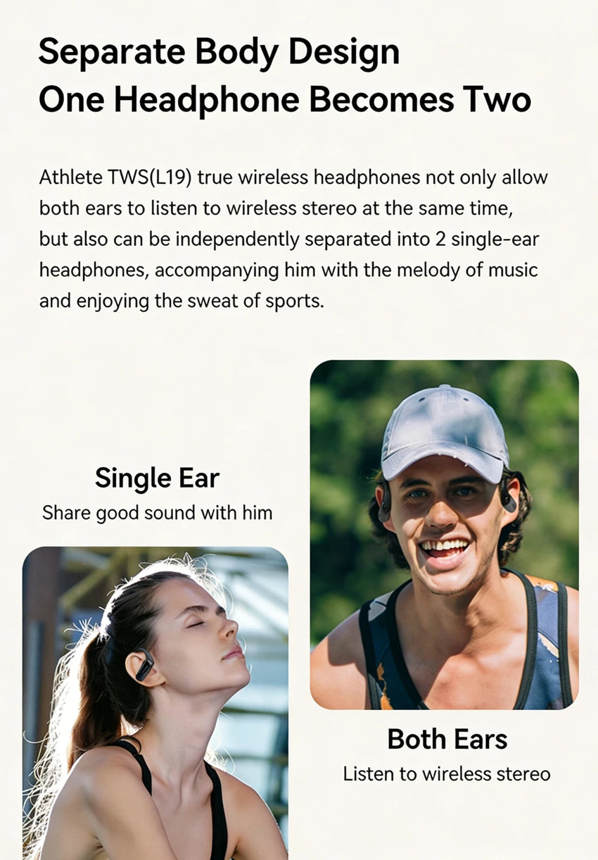 DACOM L19 Wireless Headphones Bluetooth 5.3 Earphones True with Mic Button Control Noise Reduction Earhooks Waterproof Headset