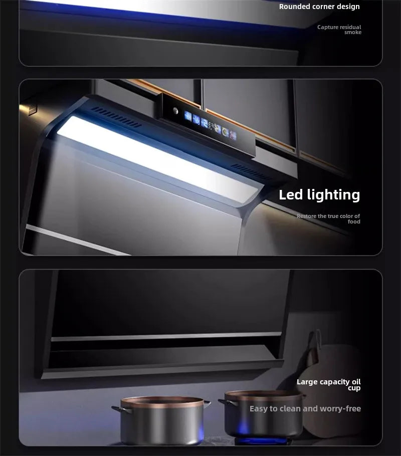 Household Range Hood for Kitchen Large Suction Range Hood Top Side Double Suction Exhaust Fan Small Kitchen Smoke Extractor