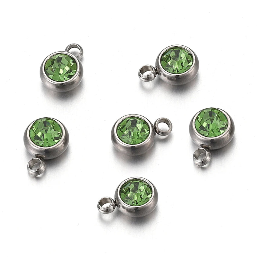 20pcs 6mm Stainless Steel Rhinestone Beads Gold Color Crystal Charms Pendants for Necklace Bracelet Jewelry Making Charm 2030