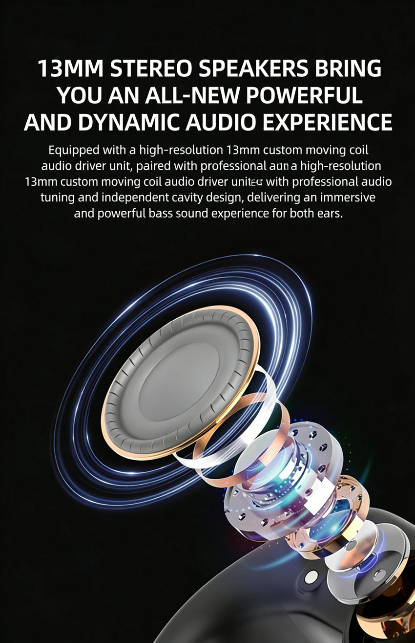 DACOM L19 Wireless Headphones Bluetooth 5.3 Earphones True with Mic Button Control Noise Reduction Earhooks Waterproof Headset