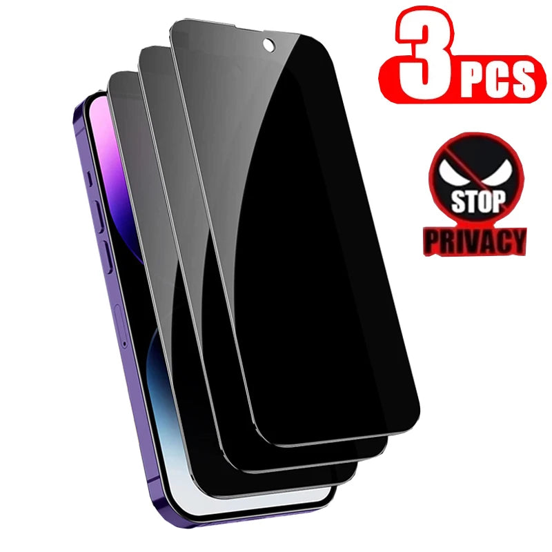 3PCS Privacy Screen Protector Phone Case for IPhone 15 14 13 11 16 Pro Max Plus 12 Mini XS XR Anti-Spy Glass IPones Front Cover