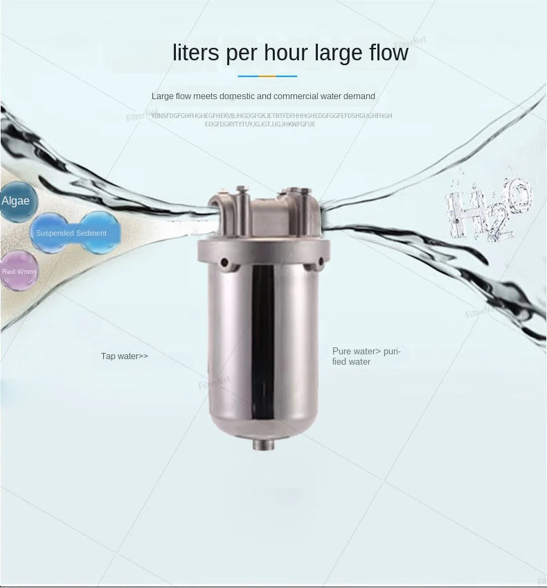 5inch Prefilter 304 Stainless steel hot water filter housing DN15 DN20 DN25 for high temperature high flow water filter housing
