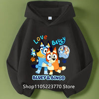 Kids Bluey Hooded Sweatshirt Fall Winter Warm Soft Pullover Comfortable Playwear for Boys Girls