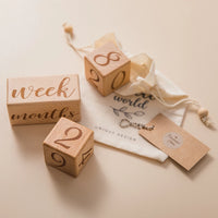 3pc/set Raw Wood Baby Month Milestone Card Beech Block Square Engraved Newborn Month Birthday Milestones Block Photography Props