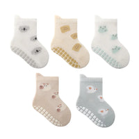 5 Pairs Childrens Non-Slip Socks Cute Cartoon Pattern Kids Boys Girls Floor Socks Comfortable Breathable for Toddler